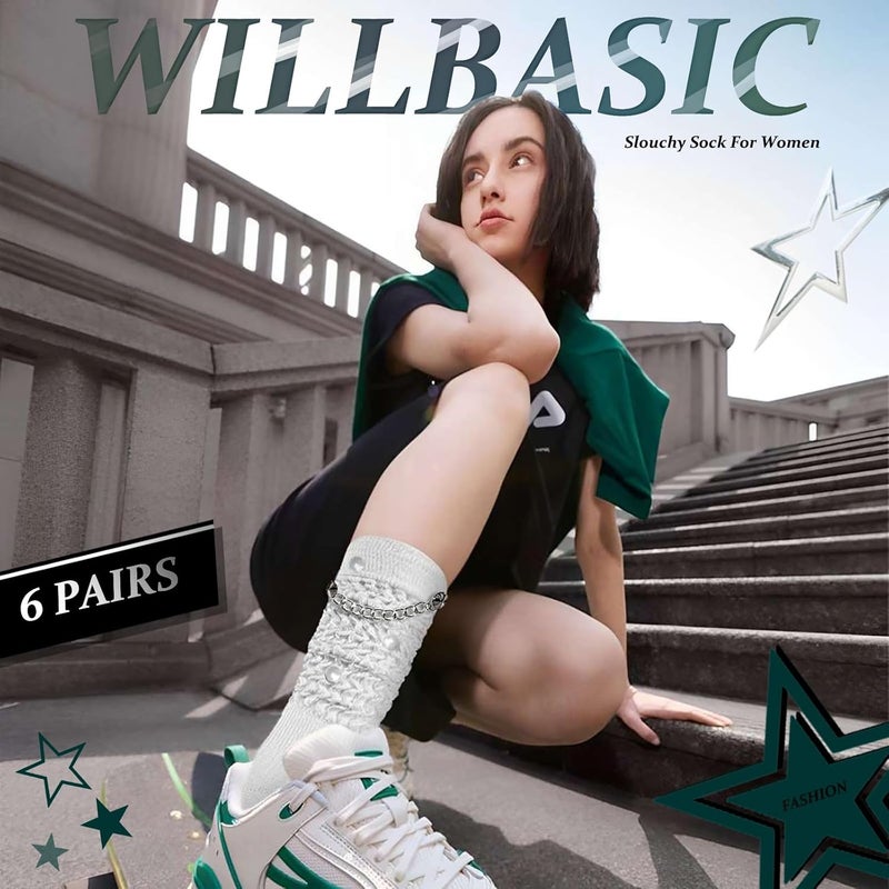 WILLBASIC 6 Pairs Slouch Socks for Women, Soft Extra Long Thick High Slouch Slouchy Sock for Women Mothers Gifts - Image 2